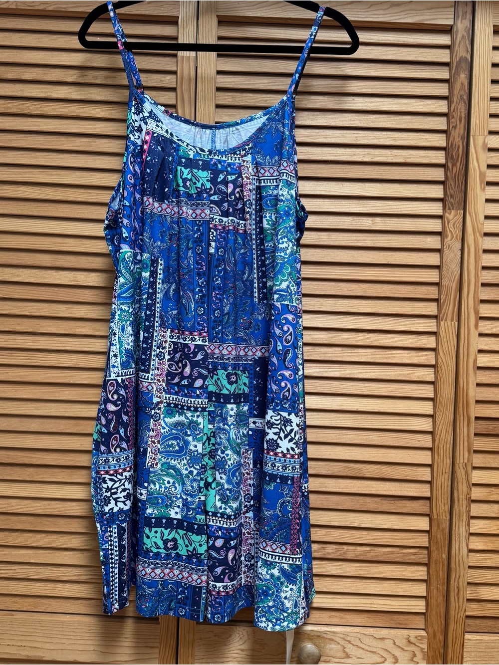 NWT LOMON Blue Patchwork Paisley Wide‎ Leg Jumpsuit Size 2XL Romper Boho